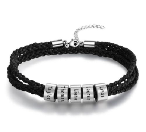 Men's Stainless Steel Personalised Name Plate Braided Bracelet (5 Names) Carousel 1