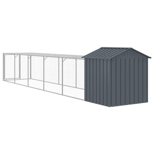Chicken Cage With Run Anthracite 117X609x123 Cm Galvanised Steel Small Animal Ca Carousel 1