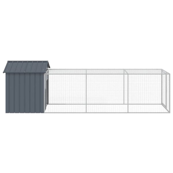 Chicken Cage With Run Anthracite 117X405x123 Cm Galvanised Steel Small Animal Ca Carousel 1