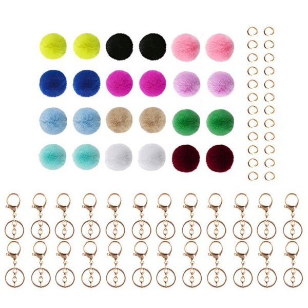 Pom Pom Fur Ball Keychain DIY Set64207465520769111