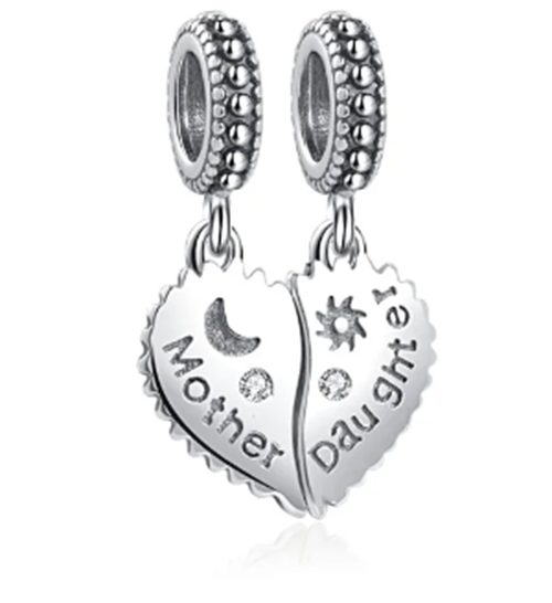 Sterling Silver Mother Daughter Dangle Charm Carousel 1