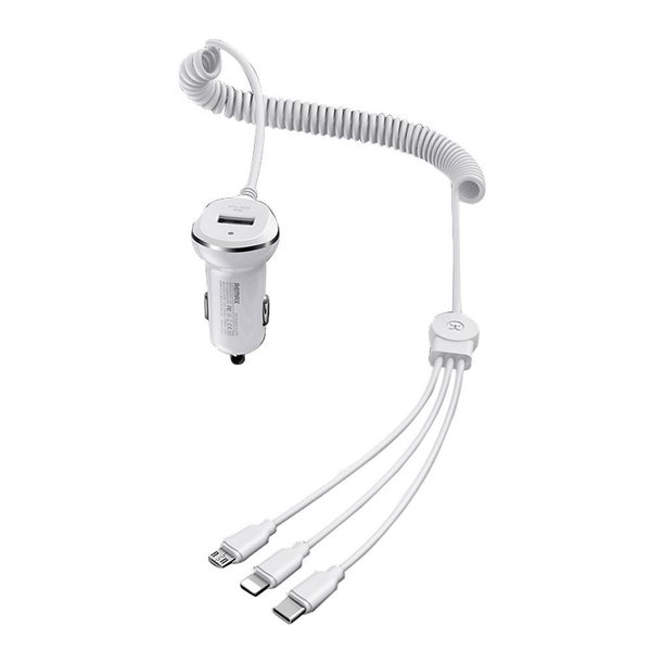 Car Charger REMAX 3 in 1 Thunder USB 3.1A Type-C Micro USB Lightning Cable Carousel 1