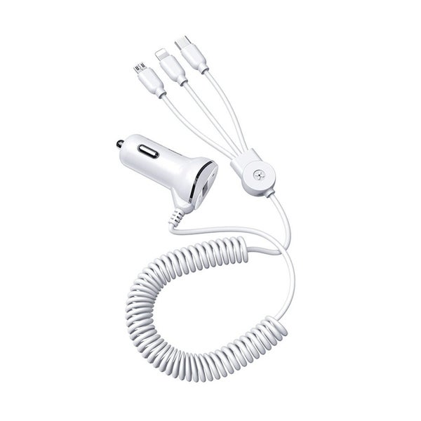 Car Charger REMAX 3 in 1 Thunder USB 3.1A Type-C Micro USB Lightning Cable Carousel 2