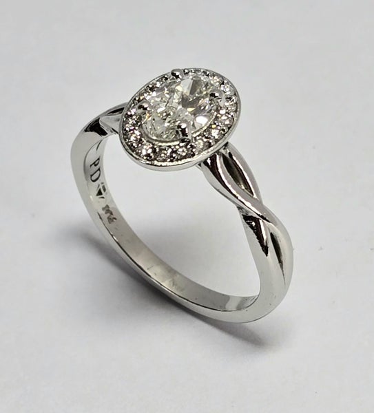 $9,250 Platinum Diamond cluster Ring TCW 0.94cts size P Carousel 1