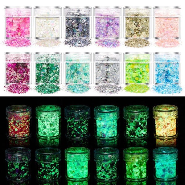 12pcs Glow in The Dark Luminous Nail Art Sequins Epoxy Resin Pigment64304055873539110