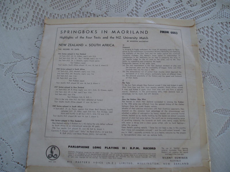 All Blacks & 1956 Springboks Tour - Winston McCarthy LP **$1** Carousel 2