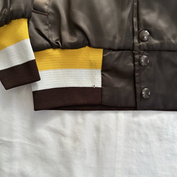 Vintage Swingster Brown Satin Bomber Jacket USA Made Quilted Lined Carousel 2