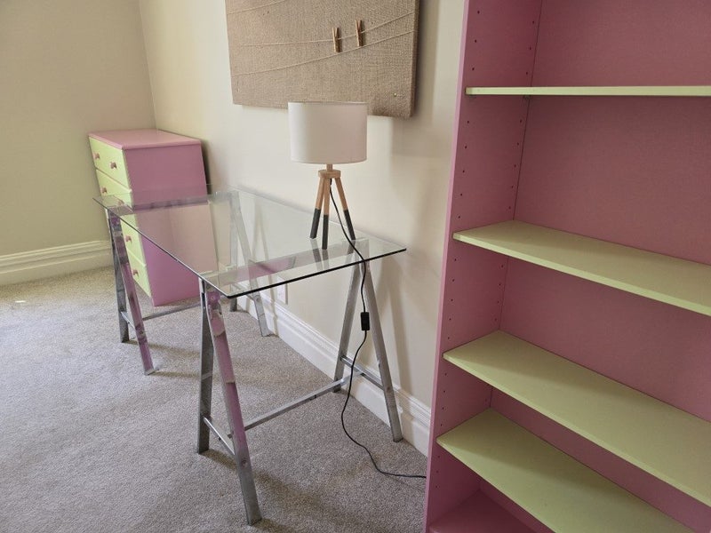 Awesome Glass Trestle Desk – Great for Study or Computer Desk Carousel 2