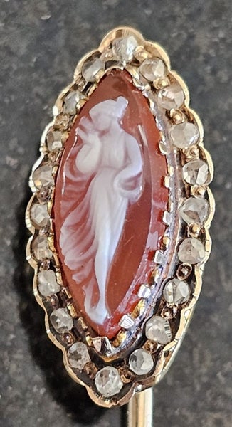 RARE! ANTIQUE VICTORIAN 19.3CT DIAMOND CARVED CAMEO Carousel 1