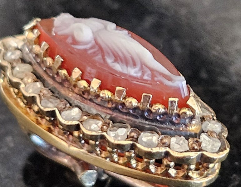 RARE! ANTIQUE VICTORIAN 19.3CT DIAMOND CARVED CAMEO Carousel 14