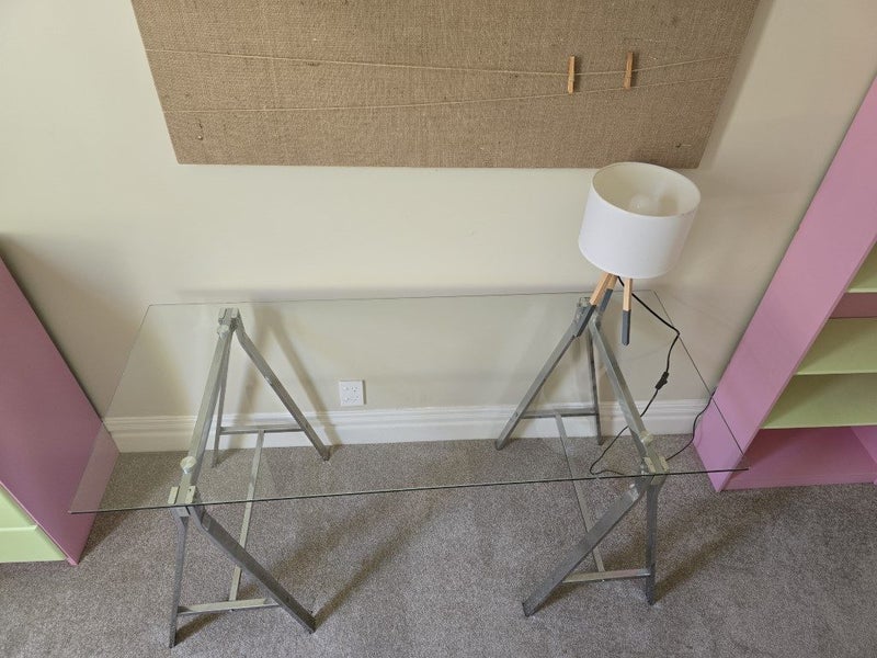 Awesome Glass Trestle Desk – Great for Study or Computer Desk (+ free chair!) Carousel 12