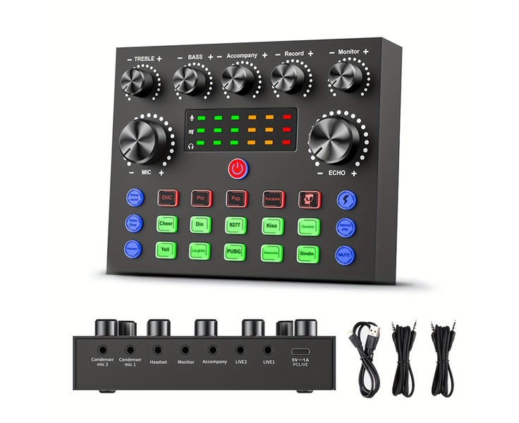V8S Sound Card with Voice Changer Effects, USB Rechargeable, 500mAh, Ideal Carousel 1