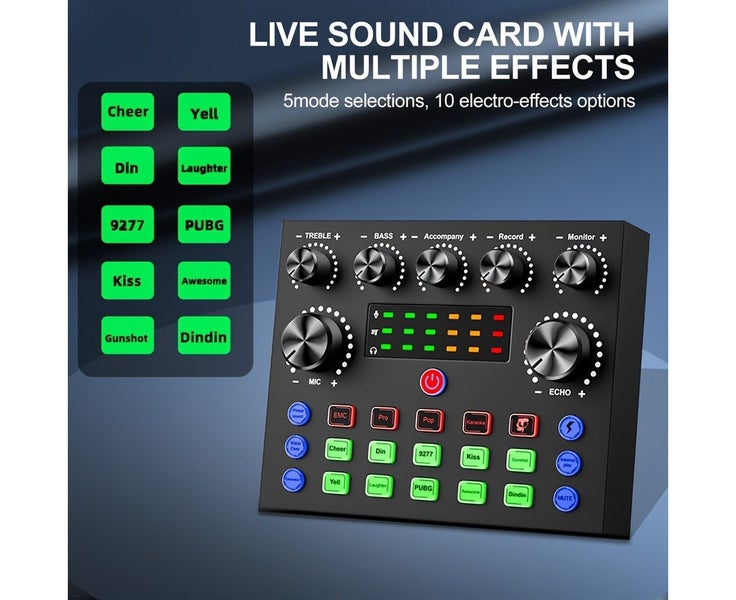 V8S Sound Card with Voice Changer Effects, USB Rechargeable, 500mAh, Ideal Carousel 2