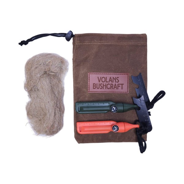Magnesium Ferro Rod with Compass Whistle Sheath Jute tinder & Bushcraft bag Carousel 9