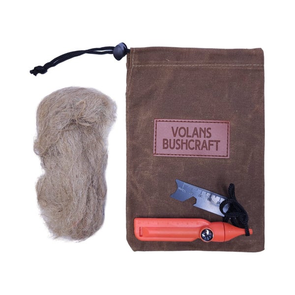 Magnesium Ferro Rod with Compass Whistle Sheath Jute tinder & Bushcraft bag Carousel 1