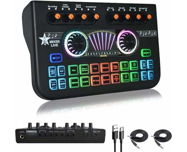 USB-Powered Live Recording Sound Card with Built-in Reverb, One-Click Noise Carousel 1