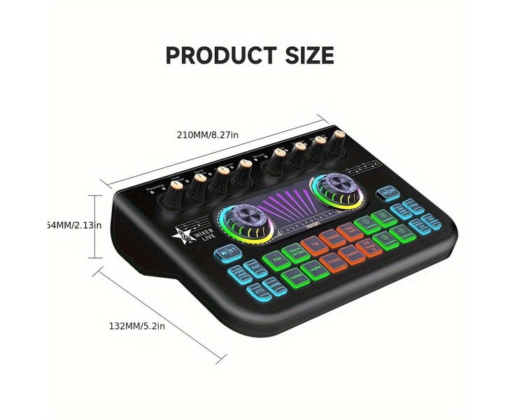 USB-Powered Live Recording Sound Card with Built-in Reverb, One-Click Noise Carousel 8