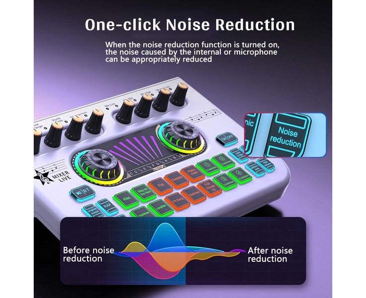 USB-Powered Live Recording Sound Card with Built-in Reverb, One-Click Noise Carousel 2