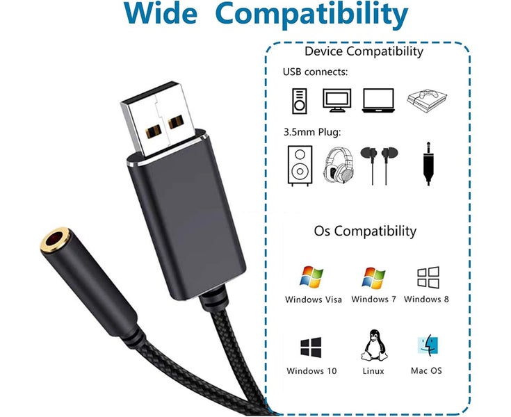 USB To 3.5mm Audio Jack Adapter,USB External Sound Card Audio Adapter Carousel 5
