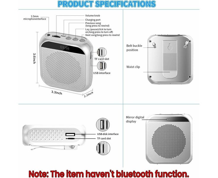 Portable Voice Amplifier With Wired Microphone Headset, USB Rechargeable Spea Carousel 8