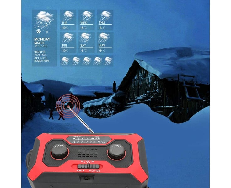 Emergency Weather Radio, 2000Mah Portable Solar Hand Crank Am/Fm/Wb Radio, Carousel 5