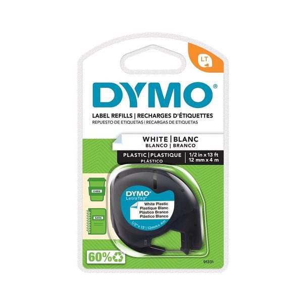 DYMO Genuine Pearl White Plast Tape for LetraTag Plastic Tape. 12mm x 4m. Tea... Carousel 2