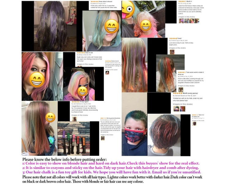 6 Color Temporary Bright Hair Chalk Comb Set810 11 12 year old girl B Carousel 2