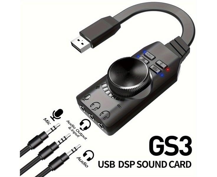 7.1 Surround USB External Sound Card for PC GamingDSP Audio Amplifier Carousel 2