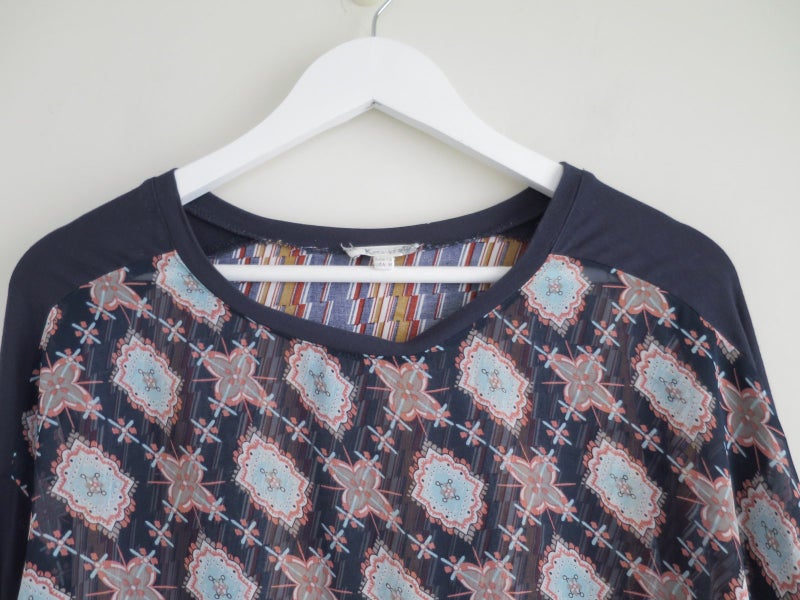 KETZ-KE (NZ) *Boho Patterns Printed Chiffon & Contrast L/Sleeves Top* 12/M Carousel 2