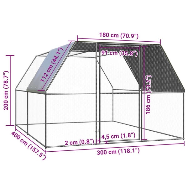 Outdoor Chicken Cage 3X4x2 M Galvanised Steel Small Animal Cages & Hutches Carousel 2