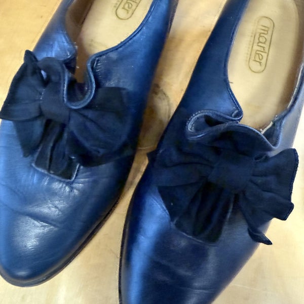 Vintage Marler Blue Leather Slip On Shoes Size 10 Carousel 2