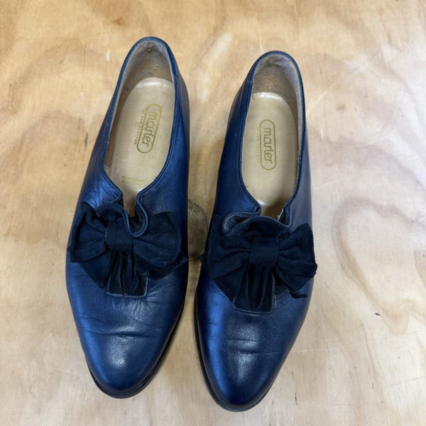Vintage Marler Blue Leather Slip On Shoes Size 10 Carousel 1