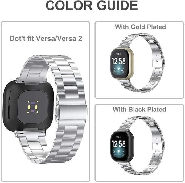 Fitbit Versa 3 Stainless Steel Strap Silver Carousel 2