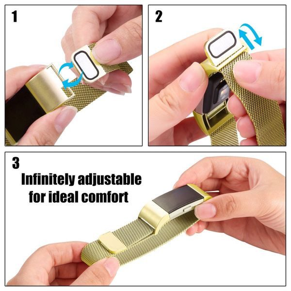 Fitbit Charge 2 Milanese Loop Strap Gold Carousel 5