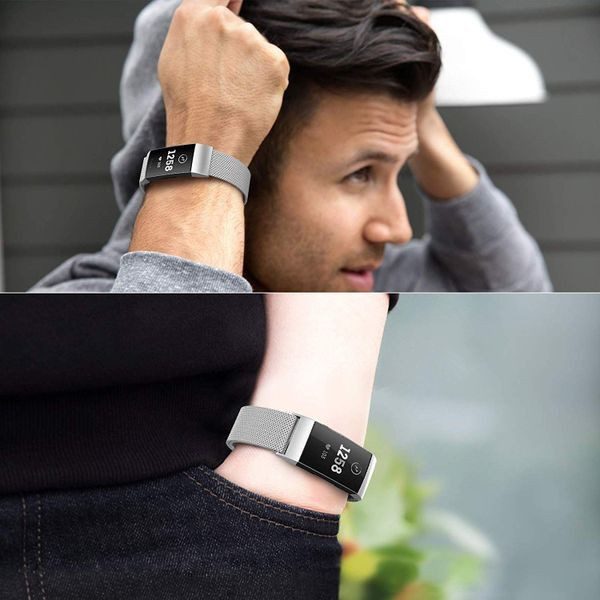 Fitbit Charge 3 Milanese Loop Strap Silver Carousel 5