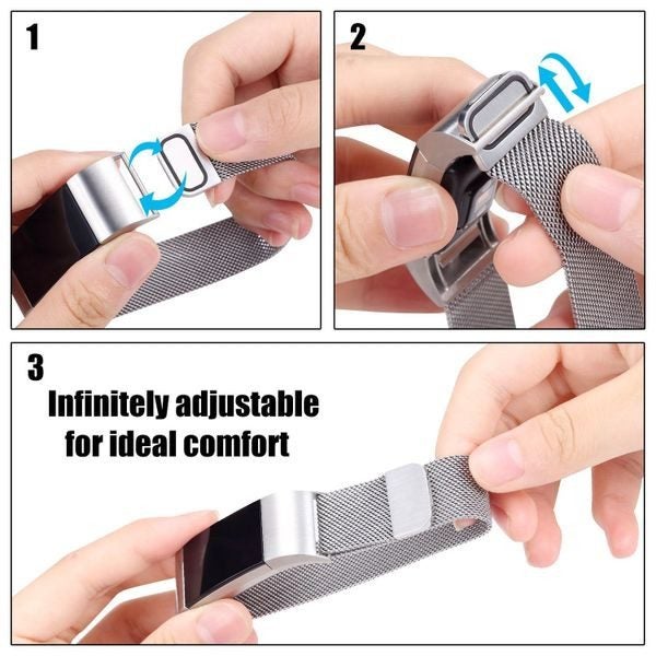 Fitbit Charge 2 Milanese Loop Strap Silver Carousel 5