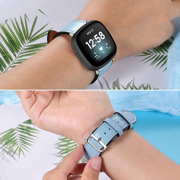Fitbit Versa 4 PU Leather Strap Blue Carousel 3