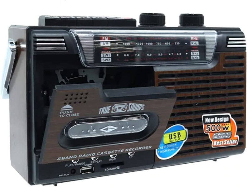Retro Tape Recorder Cassette Player Outdoor Speaker AM FM SW1 SW2 Radio Singl... Carousel 1