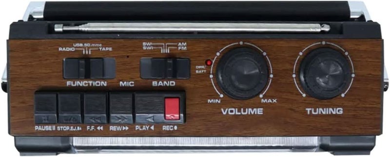 Retro Tape Recorder Cassette Player Outdoor Speaker AM FM SW1 SW2 Radio Singl... Carousel 2