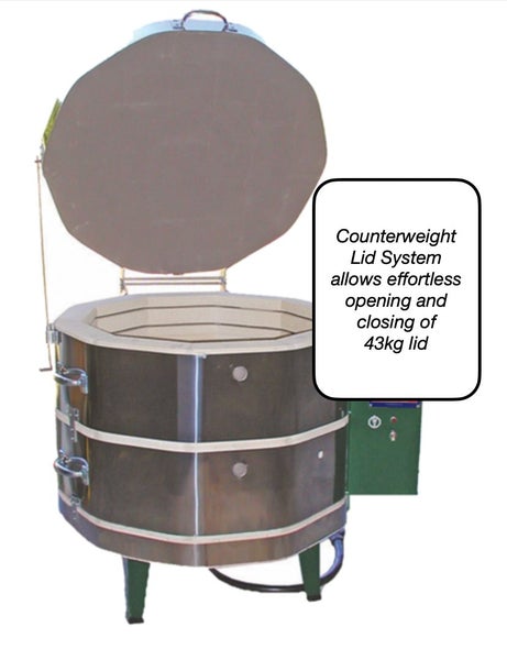 OLYMPIC 133L Top Loading Kiln, Touchscreen Controller & Counterweight Lid System Carousel 1