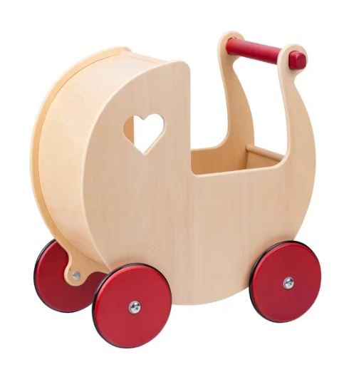 Moover Wooden Dolls Pram / Walker - natural colour Carousel 1