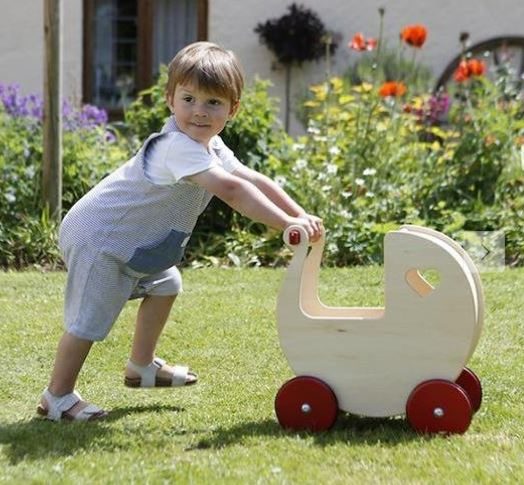 Moover Wooden Dolls Pram / Walker - natural colour Carousel 2