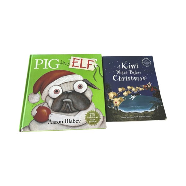 Kids Christmas books A kiwi night before Christmas and pig the elf $5RES Carousel 1