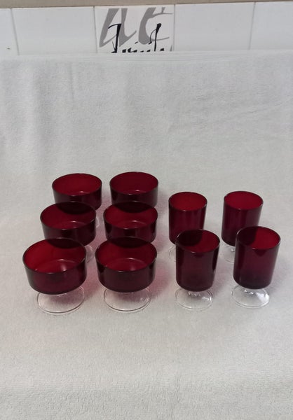 Vintage Ruby Red Glasses (10) Carousel 2