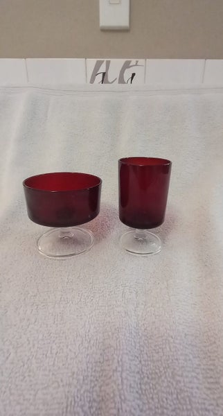 Vintage Ruby Red Glasses (10) Carousel 1