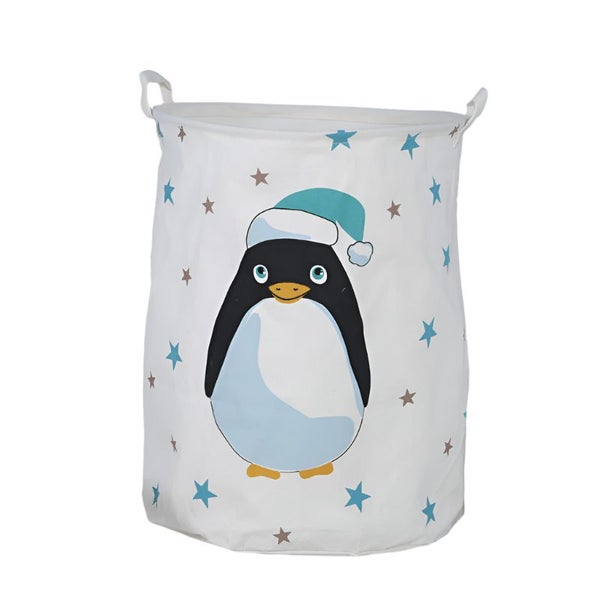 Penguins Canvas Laundry Storage Basket With Adorable Animal Designs Laundry Bask Carousel 1