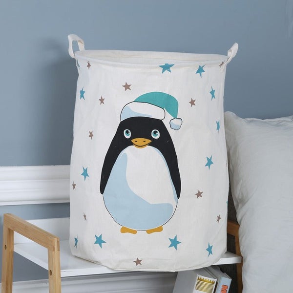 Penguins Canvas Laundry Storage Basket With Adorable Animal Designs Laundry Bask Carousel 2
