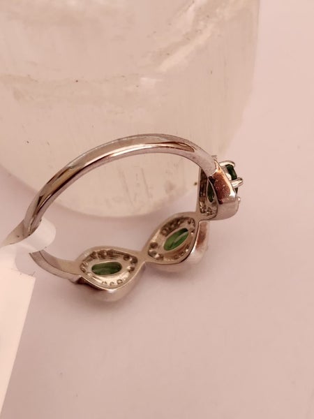 Tsavorite & Sapphire Ring in solid 925 Silver Carousel 11