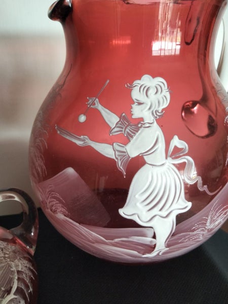 Mary Gregory Glass - Large jug and vase Carousel 2
