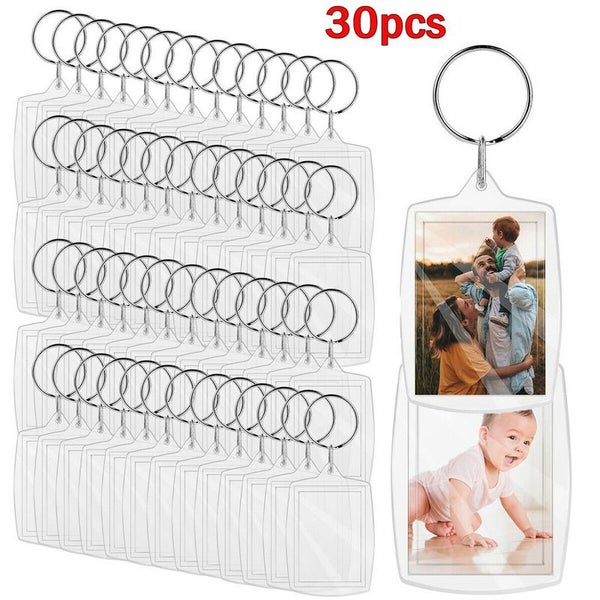 30pcs Blank Photo Insert Keyrings Wallet Blanks Photo Frame Keychains Carousel 1